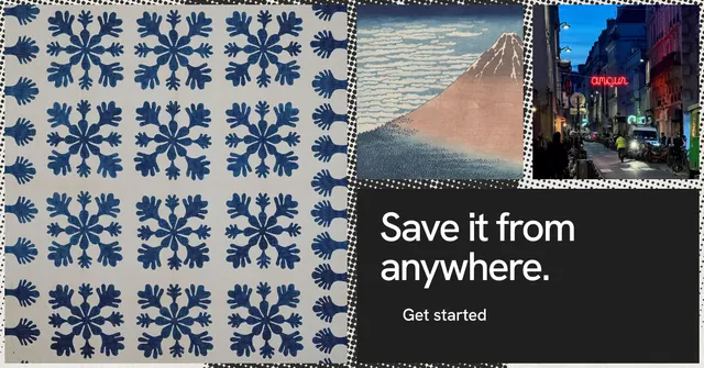 Social ad for Curatively: "Save it from anywhere." Swiss style, collage layout, dark palette in black, grey.