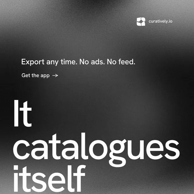 Instagram post for Curatively: "All of it, in one grid." Minimal luxury style, oversized layout, dark palette in black, grey.