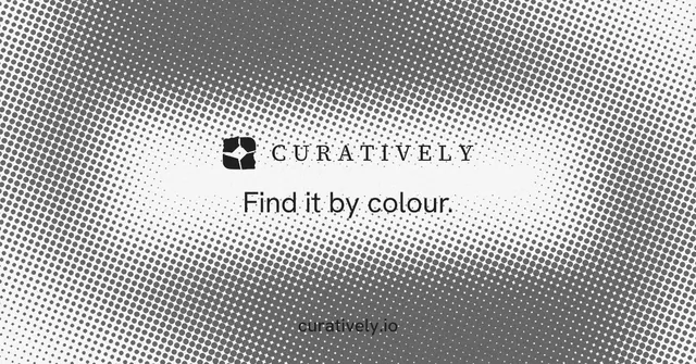 Social ad for Curatively: "Find it by colour." Split block style, end card layout, light palette in grey, white.