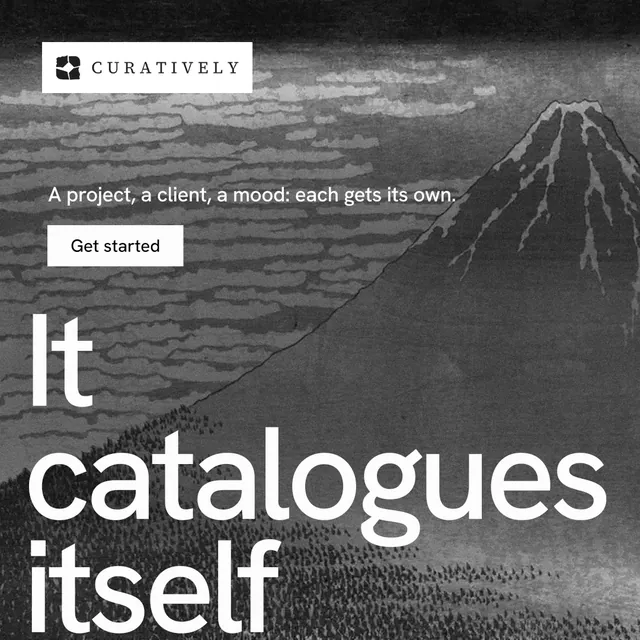 Instagram post for Curatively: "Point your AI at a vault." Swiss style, oversized layout, dark palette in grey, black.