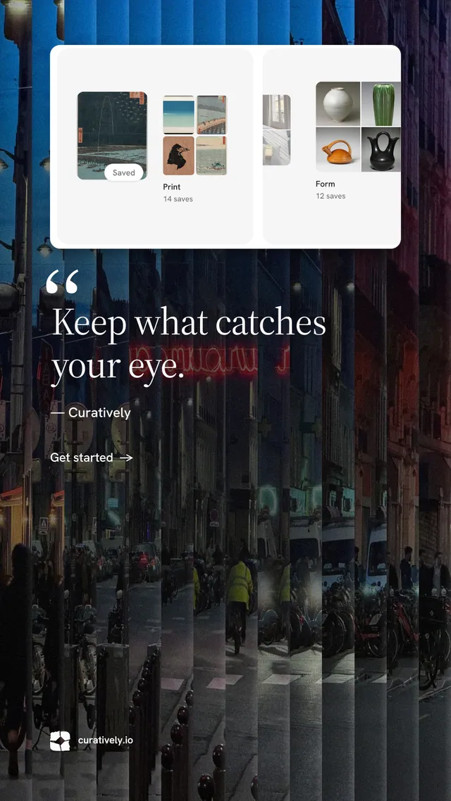 Instagram story for Curatively: "Then build from it." Minimal luxury style, quote layout, dark palette in black, grey.