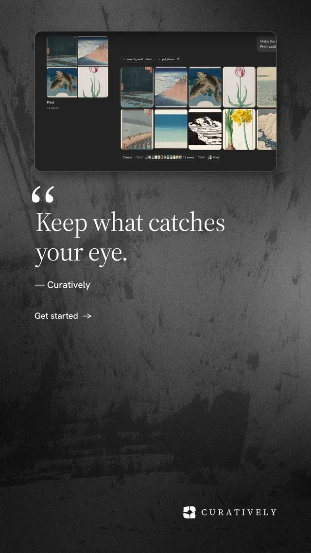 Instagram story for Curatively: "Then build from it." Minimal luxury style, quote layout, dark palette in black, grey.