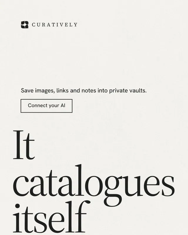Instagram portrait post for Curatively: "All of it, in one grid." Editorial style, oversized layout, light palette in white.
