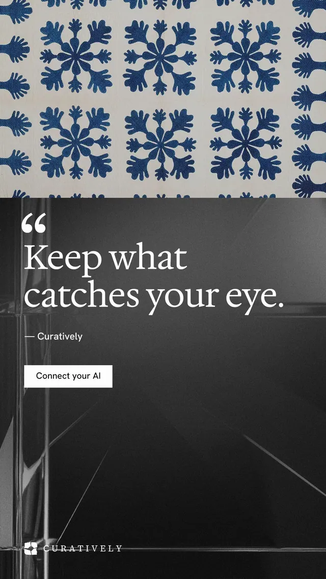 Instagram story for Curatively: "It catalogues itself." Swiss style, quote layout, dark palette in grey, black.