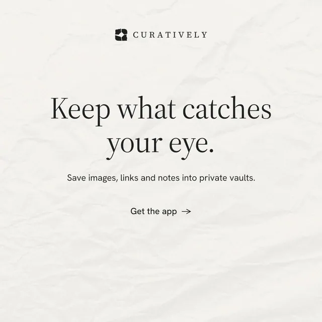 Instagram post for Curatively: "Keep what catches your eye." Minimal luxury style, centred layout, light palette in white.