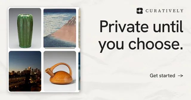 Social ad for Curatively: "Private until you choose." Minimal luxury style, right layout, light palette in white, grey.