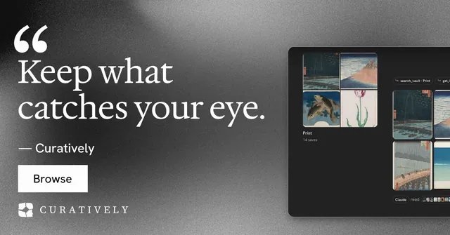 Social ad for Curatively: "All of it, in one grid." Swiss style, quote layout, dark palette in black, grey.