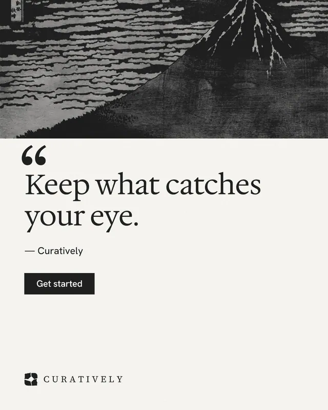 Instagram portrait post for Curatively: "Keep a vault for each thing you make." Swiss style, quote layout, light palette in white, black, grey.