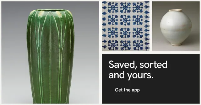 Social ad for Curatively: "Saved, sorted and yours." Swiss style, collage layout, light palette in grey, black, white.