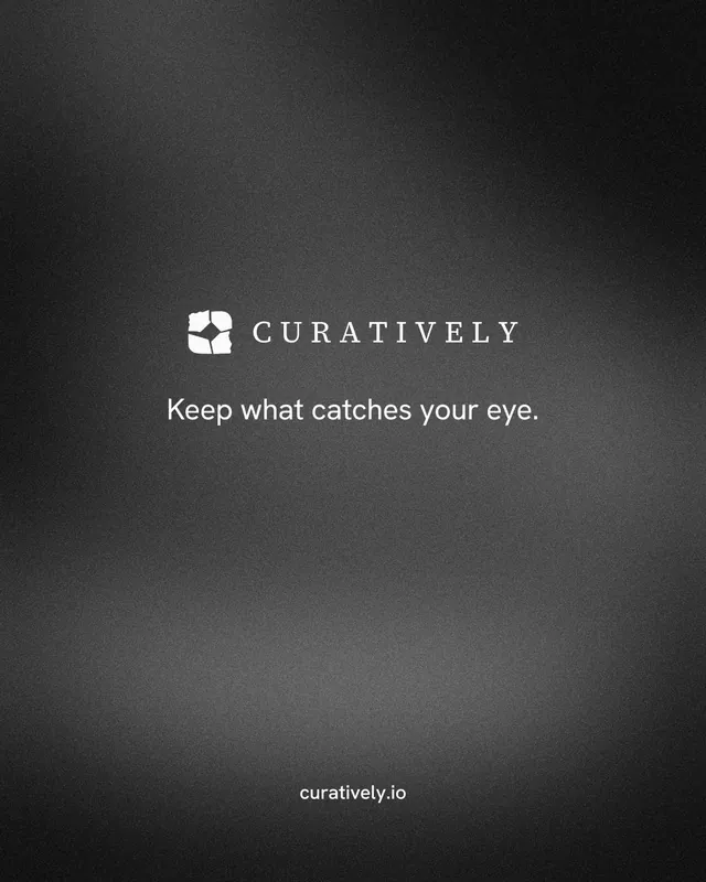 Instagram portrait post for Curatively: "Keep what catches your eye." Minimal luxury style, end card layout, dark palette in black, grey.
