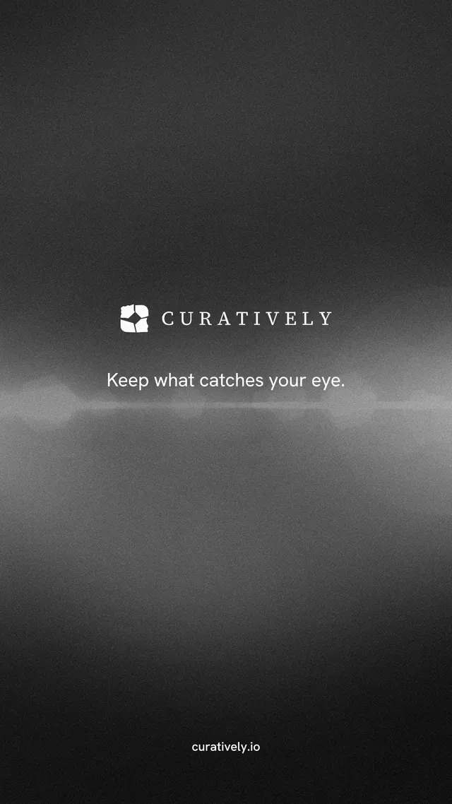 Instagram story for Curatively: "Keep what catches your eye." Minimal luxury style, end card layout, dark palette in black, grey.