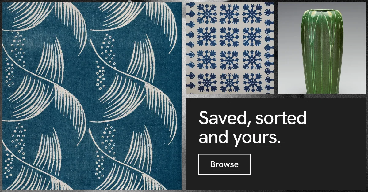 Social ad for Curatively: "Saved, sorted and yours." Editorial style, collage layout, dark palette in blue, black, grey.