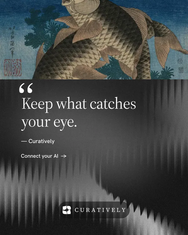 Instagram portrait post for Curatively: "It catalogues itself." Minimal luxury style, quote layout, dark palette in black, grey.