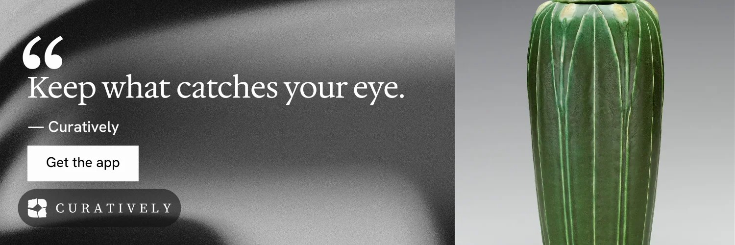 X header for Curatively: "Then build from it." Swiss style, quote layout, light palette in grey, black, white.