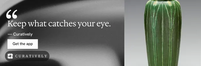 X header for Curatively: "Then build from it." Swiss style, quote layout, light palette in grey, black, white.