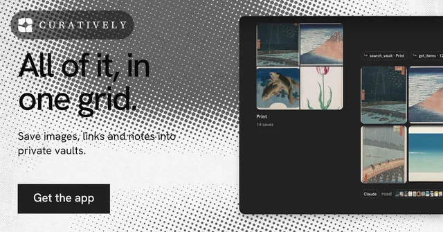 Social ad for Curatively: "All of it, in one grid." Swiss style, bottom layout, light palette in black, grey, white.