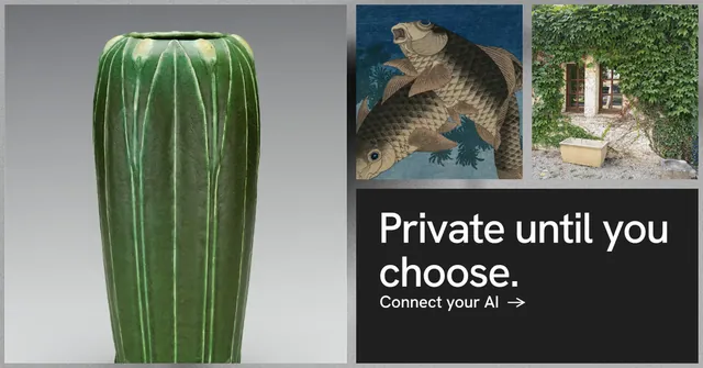 Social ad for Curatively: "Private until you choose." Minimal luxury style, collage layout, light palette in grey, black.
