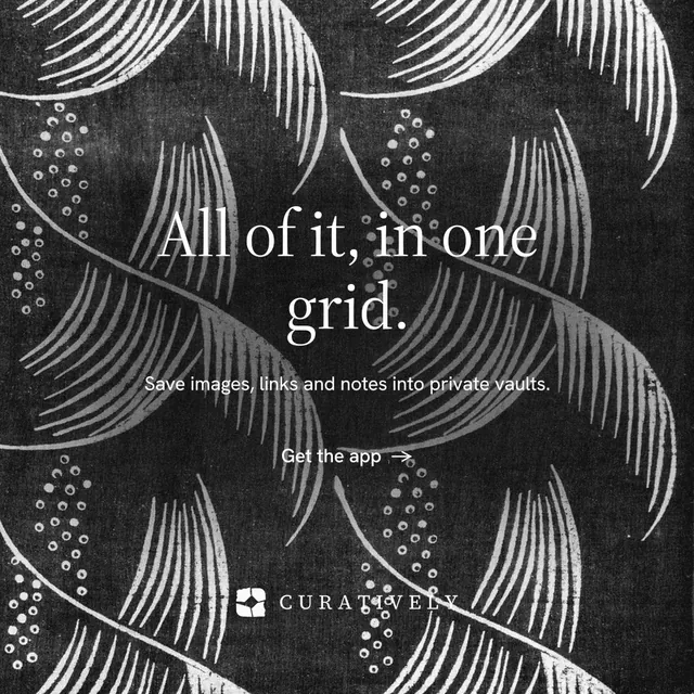 Instagram post for Curatively: "All of it, in one grid." Minimal luxury style, centred layout, dark palette in black, grey.