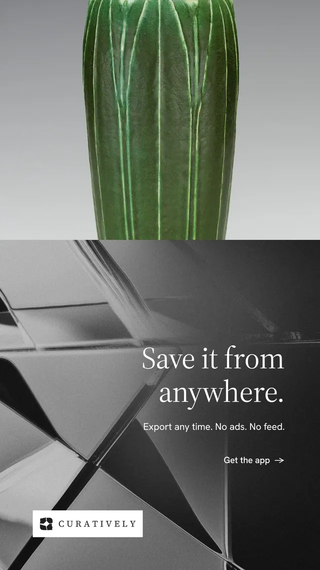Instagram story for Curatively: "Save it from anywhere." Minimal luxury style, right layout, light palette in grey, black.