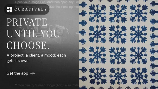 Landscape graphic for Curatively: "Private until you choose." Minimal luxury style, bottom layout, light palette in grey, black.