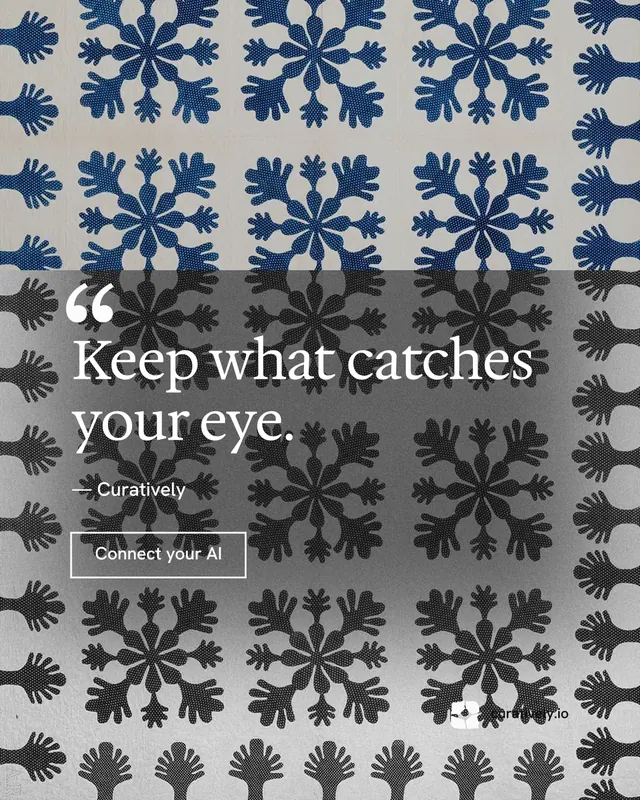 Instagram portrait post for Curatively: "Saved, sorted and yours." Editorial style, quote layout, light palette in grey, black.