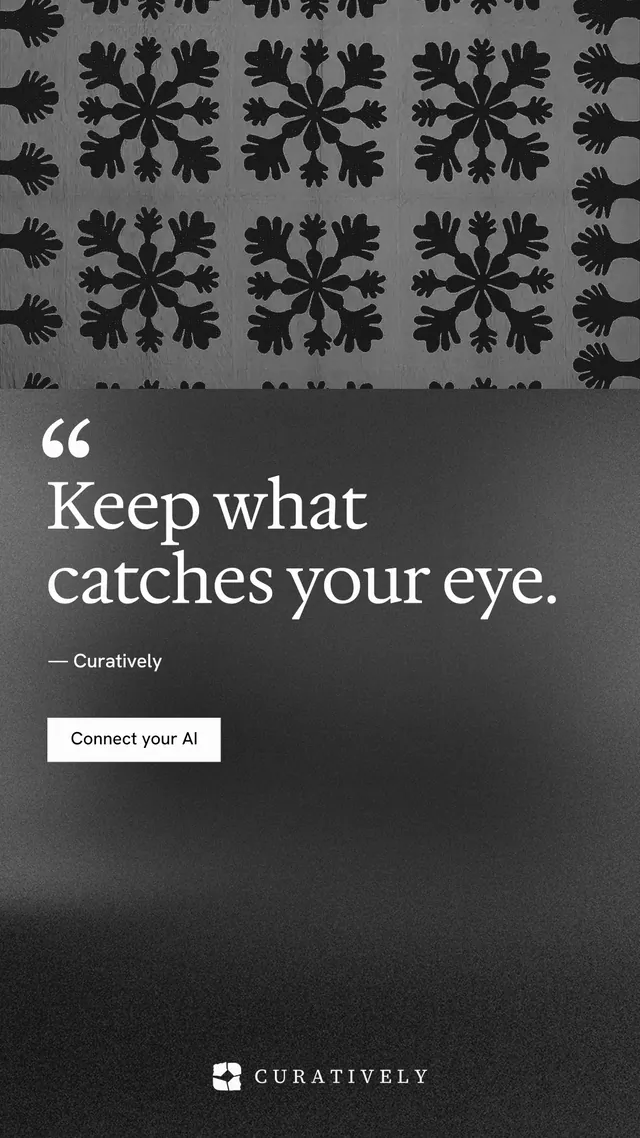 Instagram story for Curatively: "It catalogues itself." Swiss style, quote layout, dark palette in grey, black.