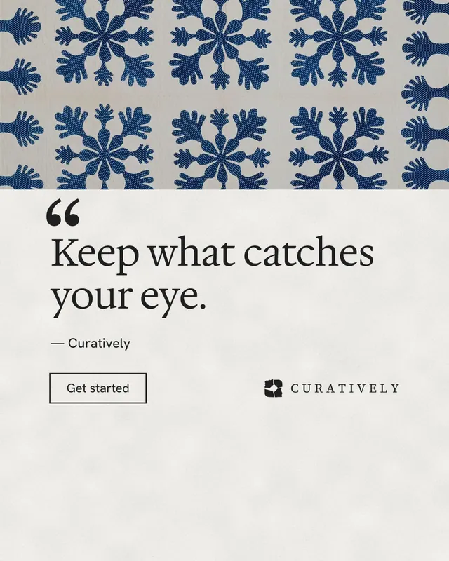 Instagram portrait post for Curatively: "Then build from it." Editorial style, quote layout, light palette in white, grey.
