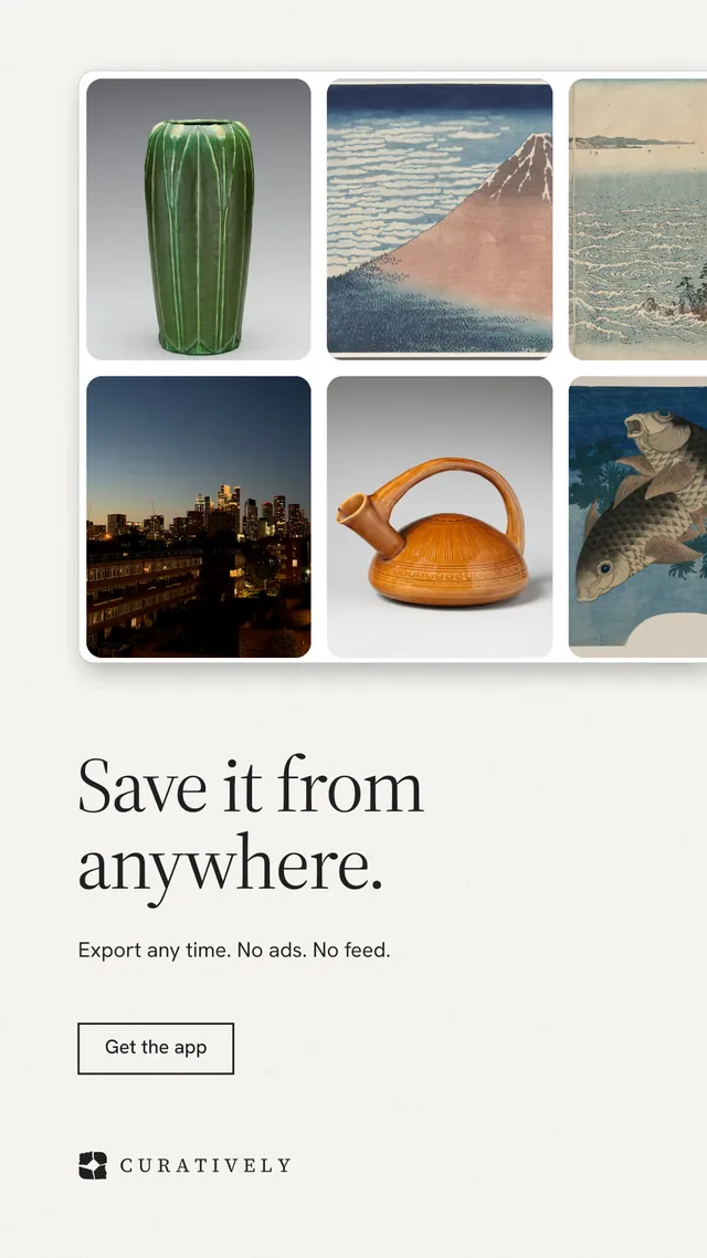 Instagram story for Curatively: "Save it from anywhere." Editorial style, bottom layout, light palette in white, grey.