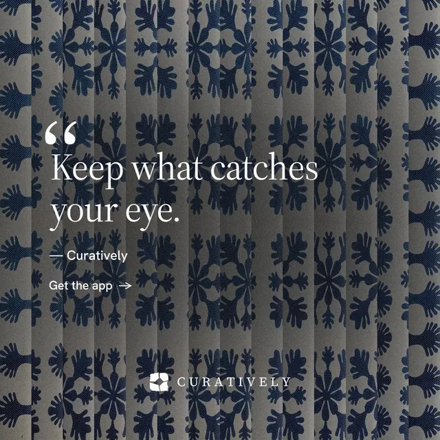 Instagram post for Curatively: "Then build from it." Minimal luxury style, quote layout, dark palette in grey, blue.