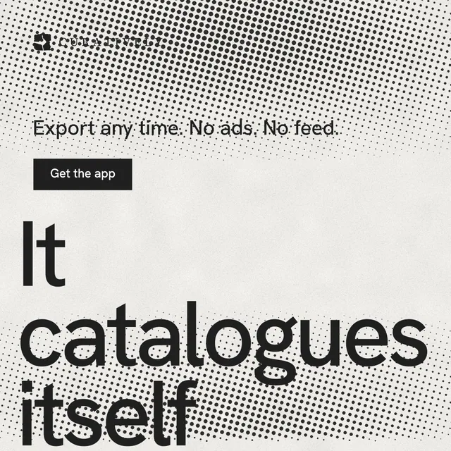 Instagram post for Curatively: "Then build from it." Swiss style, oversized layout, light palette in grey, white.