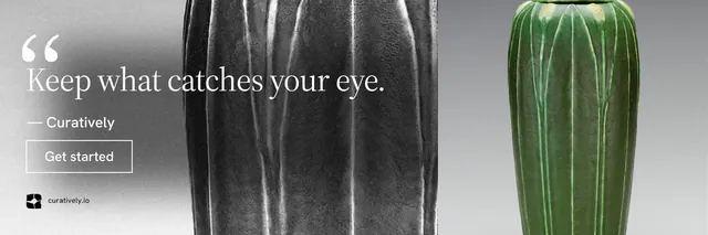 X header for Curatively: "Save it from anywhere." Editorial style, quote layout, light palette in grey, black.
