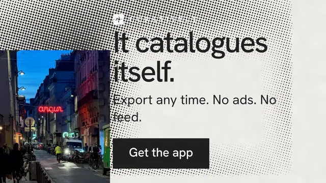 Landscape graphic for Curatively: "It catalogues itself." Swiss style, skeleton layout, light palette in black, grey, white.