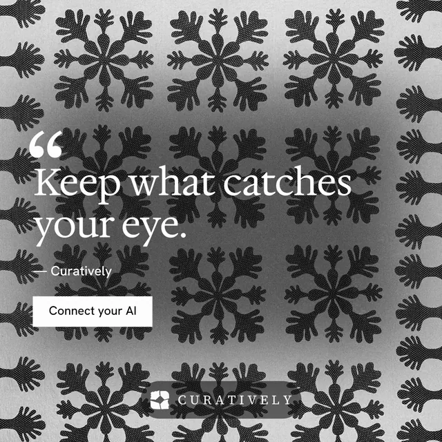 Instagram post for Curatively: "Save it from anywhere." Swiss style, quote layout, light palette in grey, black, white.