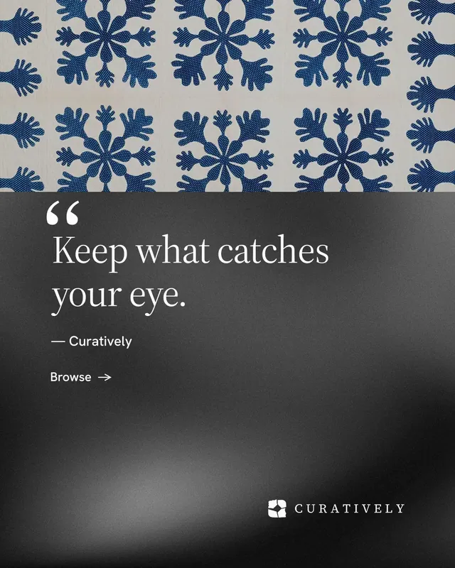 Instagram portrait post for Curatively: "It catalogues itself." Minimal luxury style, quote layout, dark palette in grey, black.