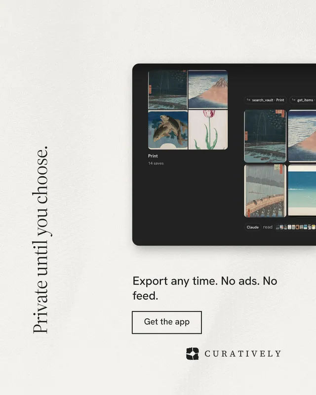 Instagram portrait post for Curatively: "Private until you choose." Editorial style, vertical layout, light palette in white, black.