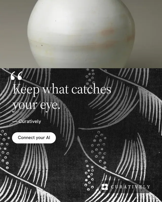 Instagram portrait post for Curatively: "All of it, in one grid." Photo poster style, quote layout, dark palette in grey, black.