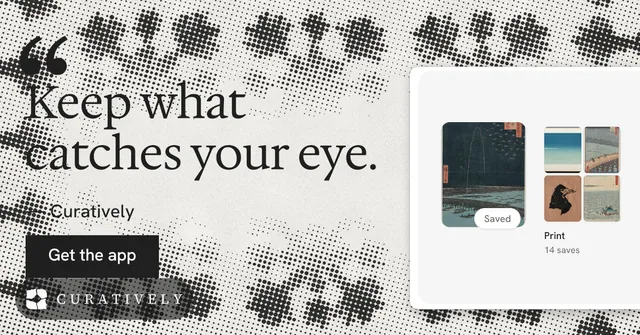 Social ad for Curatively: "Find it by colour." Swiss style, quote layout, light palette in white, grey.