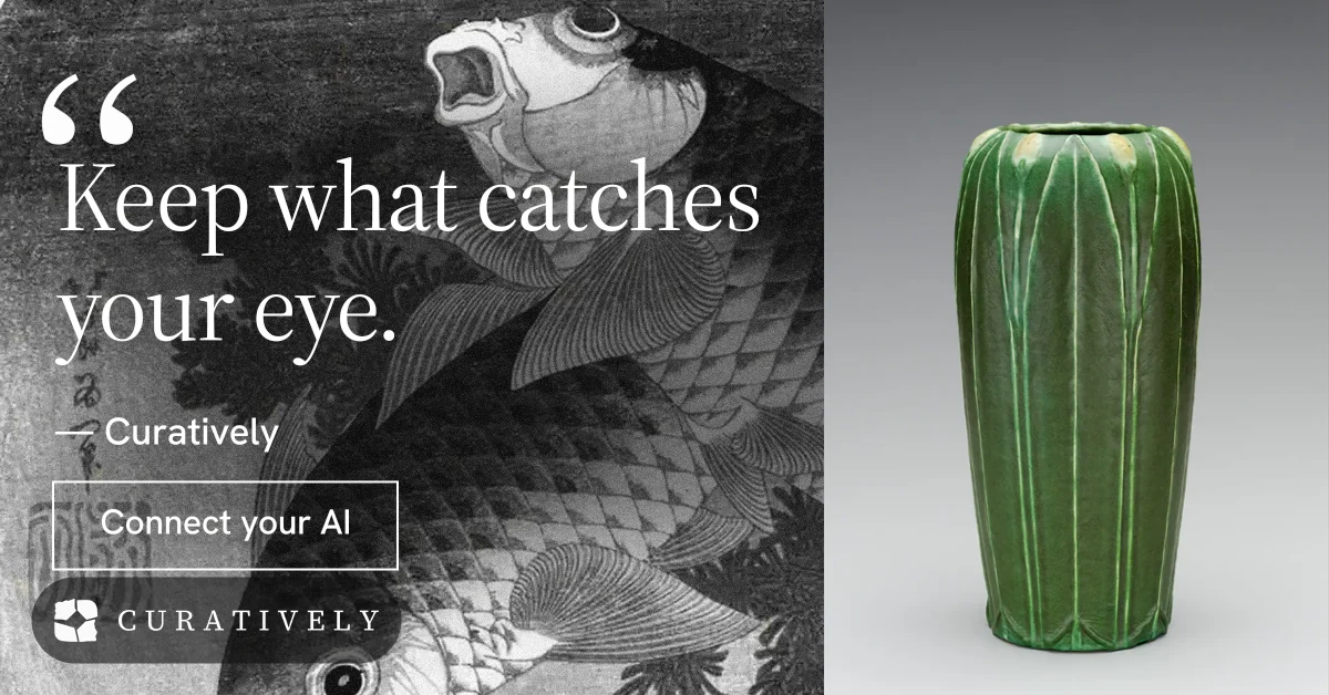 Social ad for Curatively: "It catalogues itself." Editorial style, quote layout, light palette in grey, black, white.