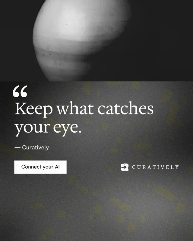 Instagram portrait post for Curatively: "It catalogues itself." Swiss style, quote layout, dark palette in grey, black.
