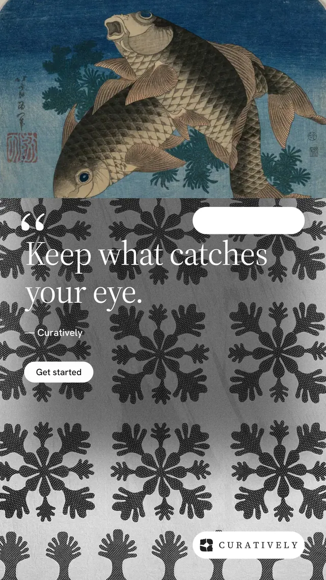 Instagram story for Curatively: "Then build from it." Photo poster style, quote layout, dark palette in grey, blue, white.