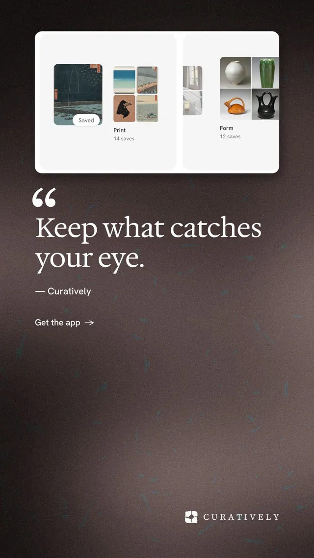 Instagram story for Curatively: "Save it from anywhere." Minimal luxury style, quote layout, dark palette in grey, black, white.