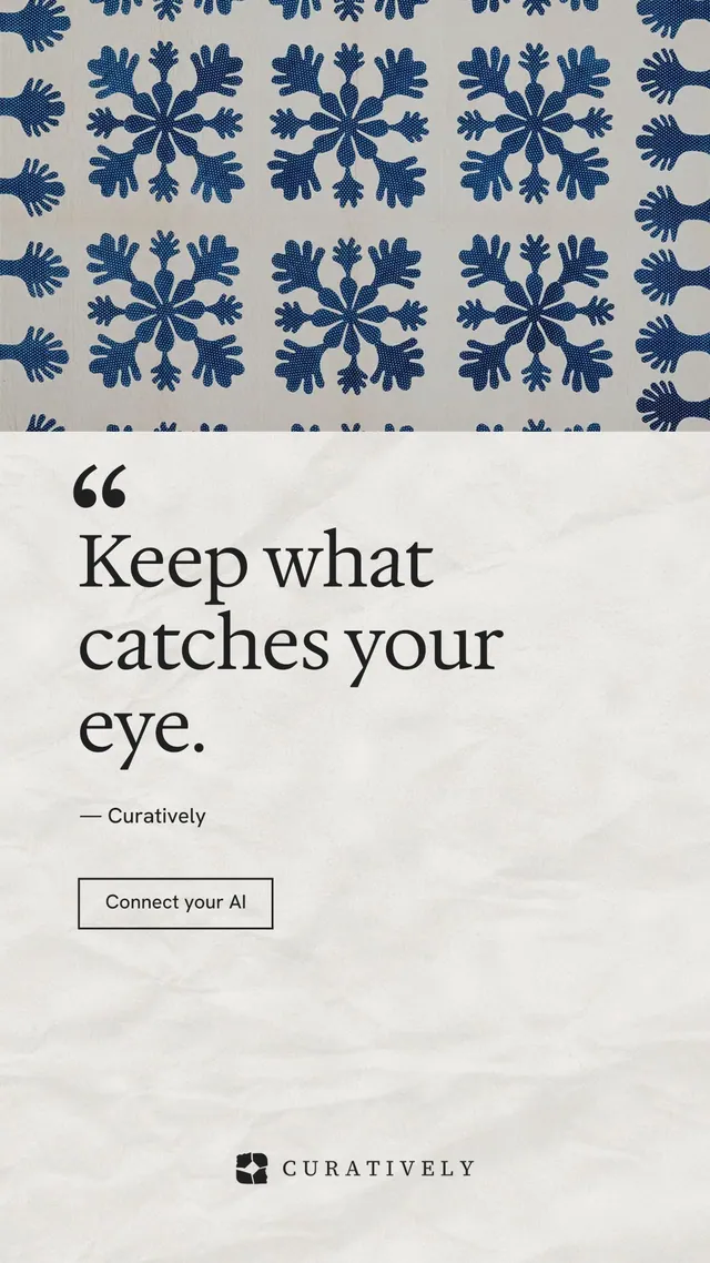 Instagram story for Curatively: "Save it from anywhere." Editorial style, quote layout, light palette in white, grey.