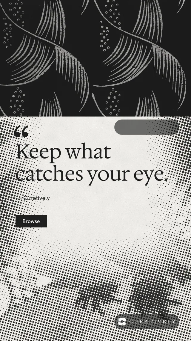 Instagram story for Curatively: "Then build from it." Retro print style, quote layout, light palette in black, grey, white.
