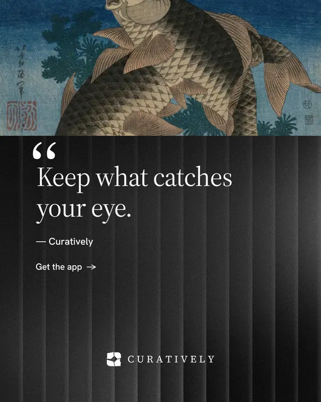 Instagram portrait post for Curatively: "It catalogues itself." Minimal luxury style, quote layout, dark palette in black, grey.