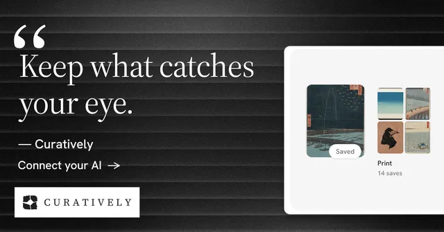 Social ad for Curatively: "Save it from anywhere." Minimal luxury style, quote layout, dark palette in white, grey, black.