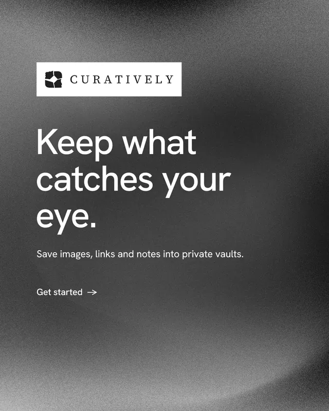 Instagram portrait post for Curatively: "Keep what catches your eye." Minimal luxury style, announce layout, dark palette in grey, black.