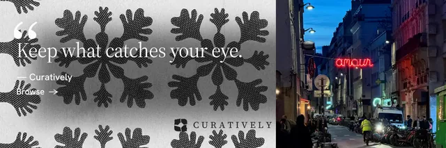 X header for Curatively: "Private until you choose." Minimal luxury style, quote layout, dark palette in grey, blue, black.