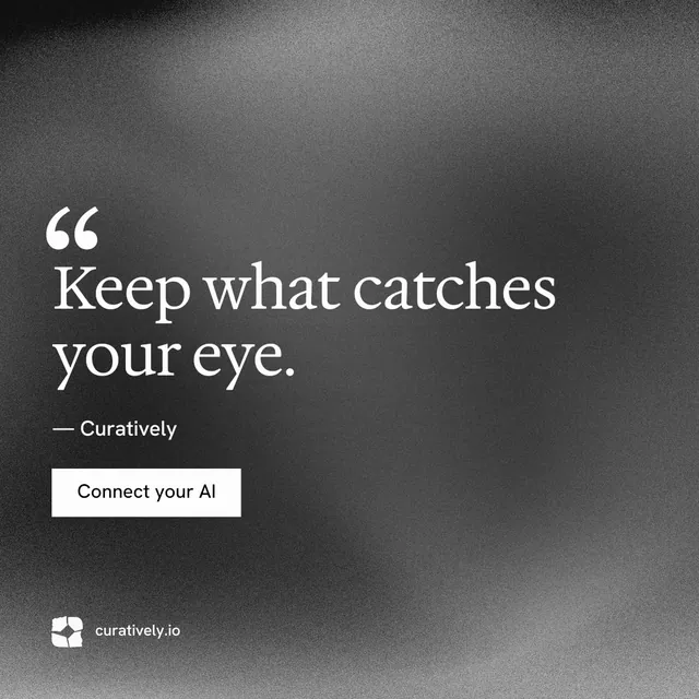 Instagram post for Curatively: "Then build from it." Swiss style, quote layout, dark palette in grey, black.
