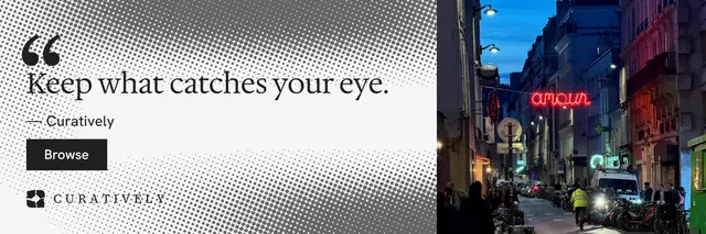 X header for Curatively: "Point your AI at a vault." Swiss style, quote layout, light palette in purple, grey, white.