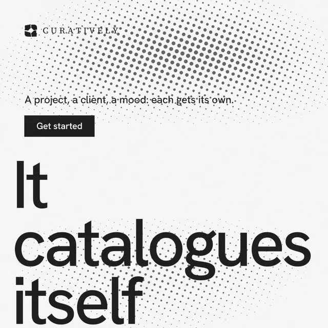 Instagram post for Curatively: "Save it from anywhere." Swiss style, oversized layout, light palette in white, grey.